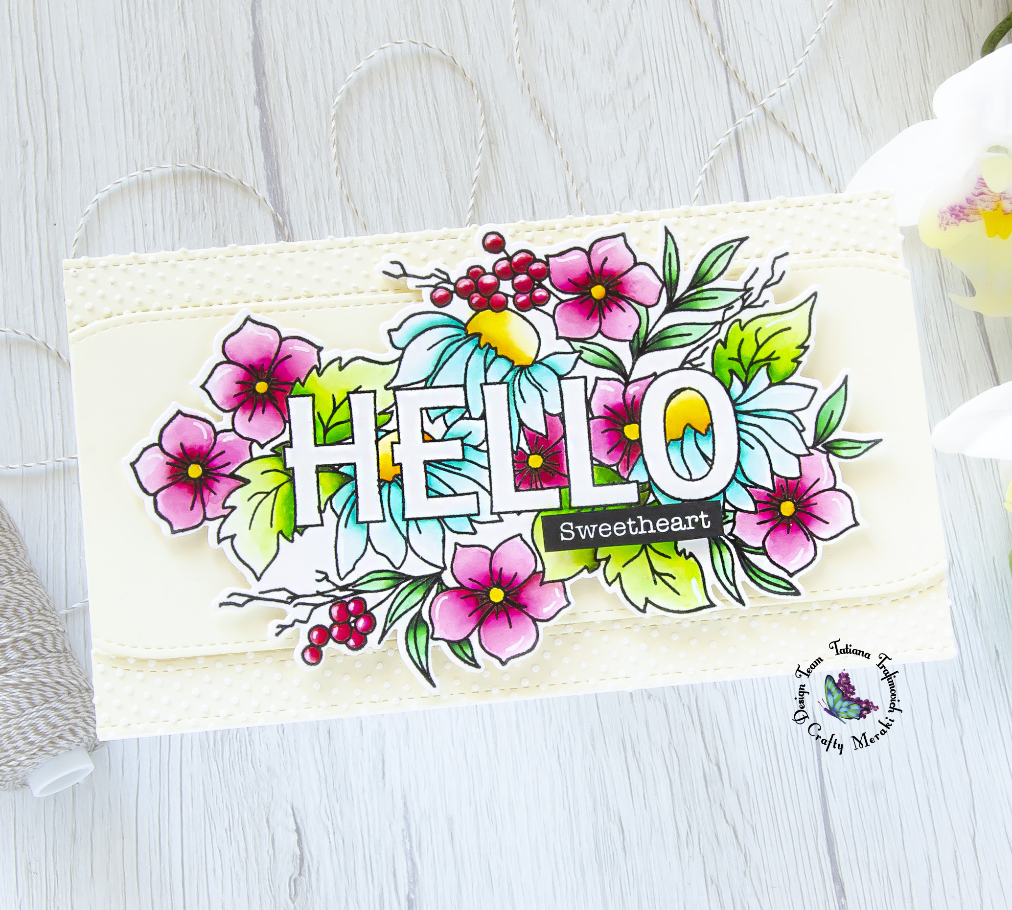 Hello Sweetheart #handmade card by Tatiana Trafimovich #tatianacraftandart - Hello Love stamp set by Crafty Meraki #craftymeraki