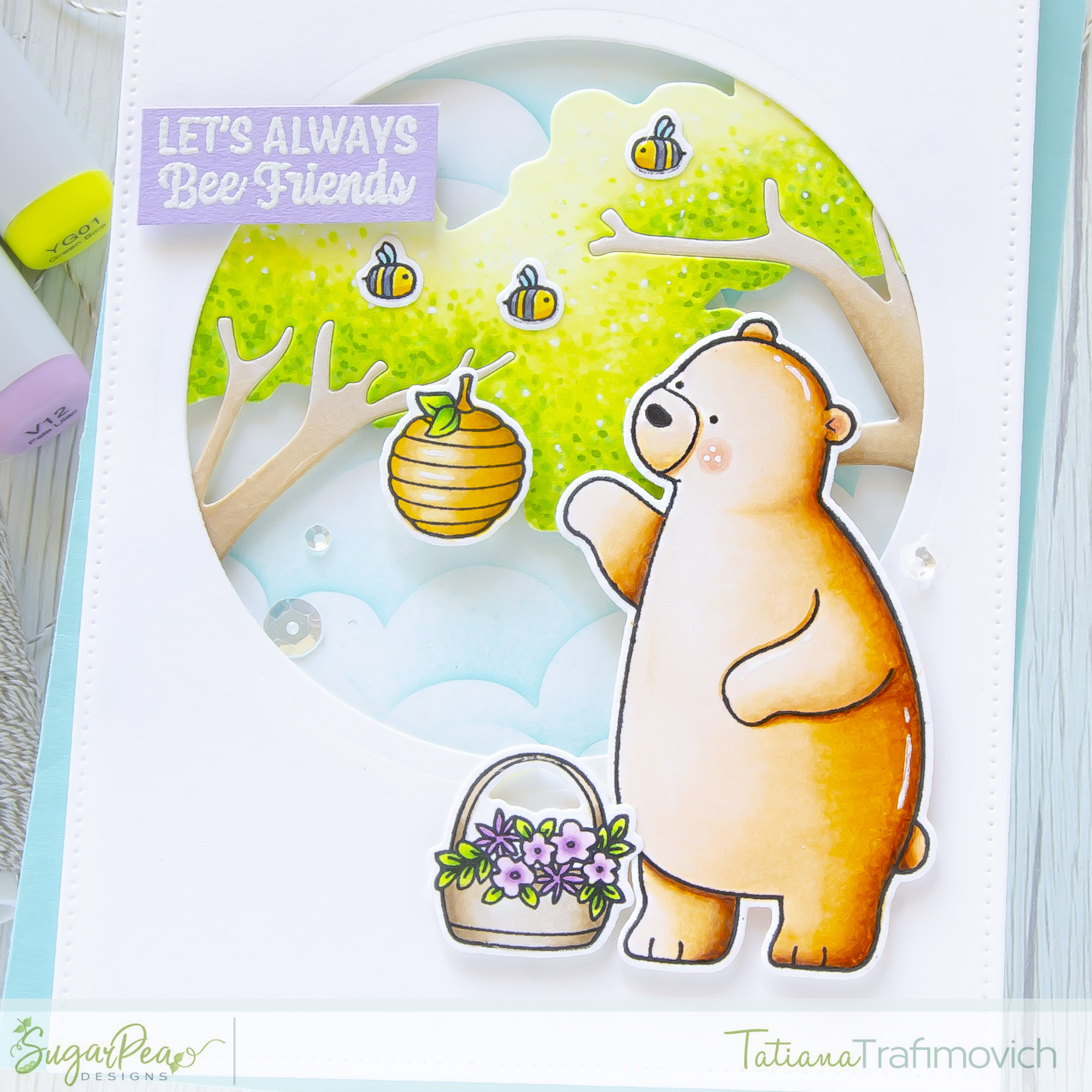 Let's Always Bee Friends #handmade card by Tatiana Trafimovich #tatianacraftandart - Hey Spring stamp set by SugarPea Designs #sugarpeadesigns