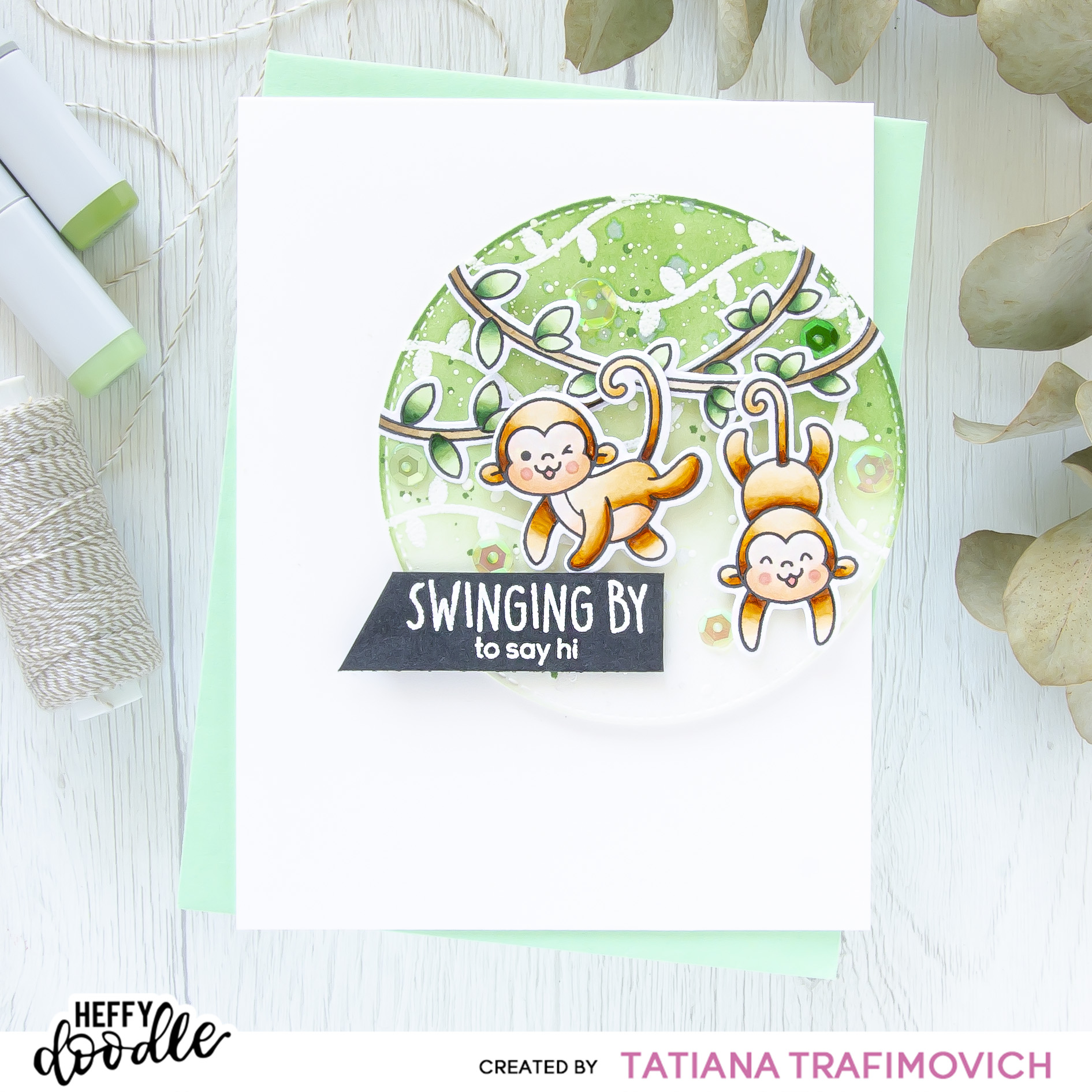 Swinging By #handmade card by Tatiana Trafimovich #tatianacraftandart - Chimply The Best stamp set by Heffy Doodle #heffydoodle