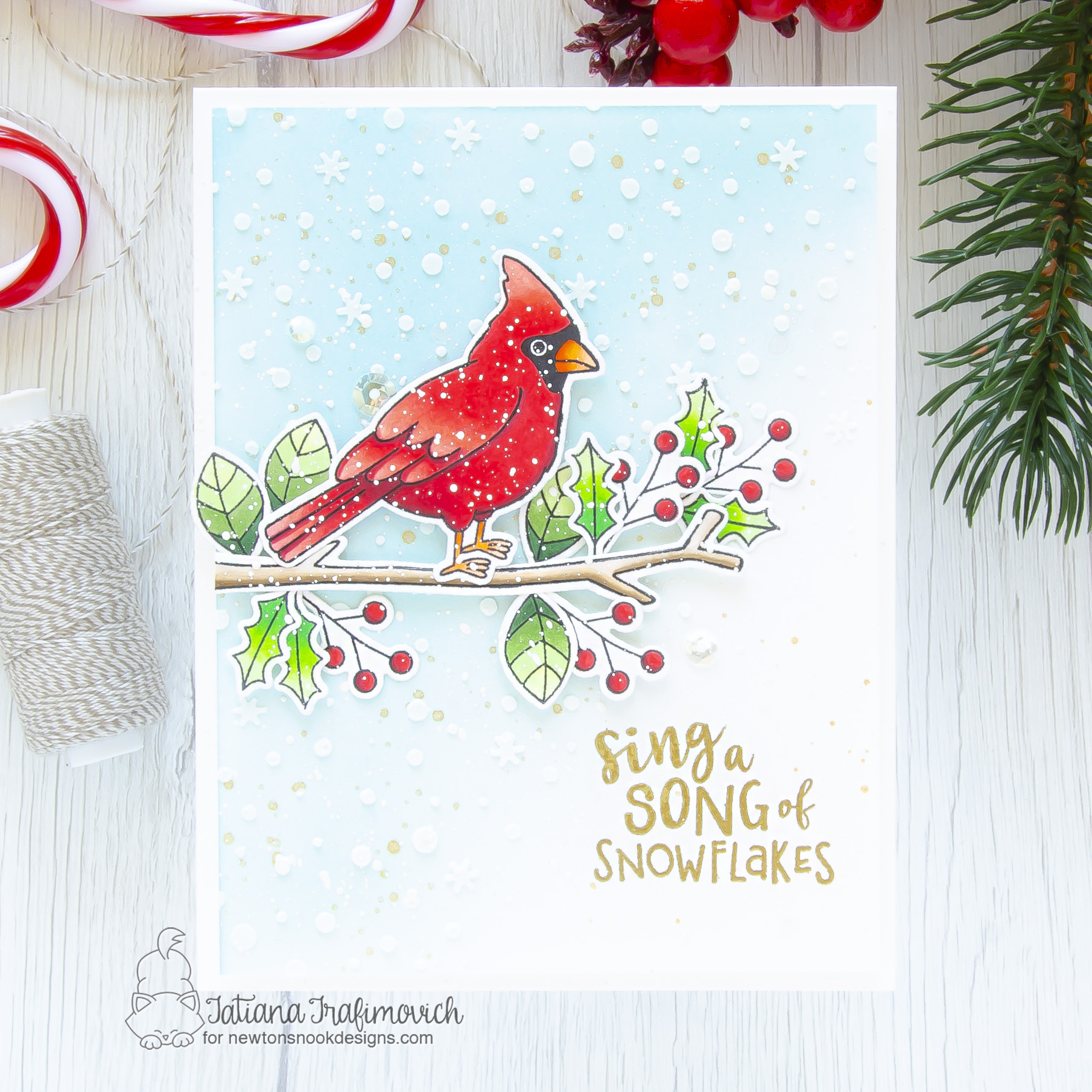 Sing A Song Of Snowflakes #handmade card by Tatiana Trafimovich #tatianacraftandart - Winter Birds stamp set by Newton's Nook Designs #newtonsnook
