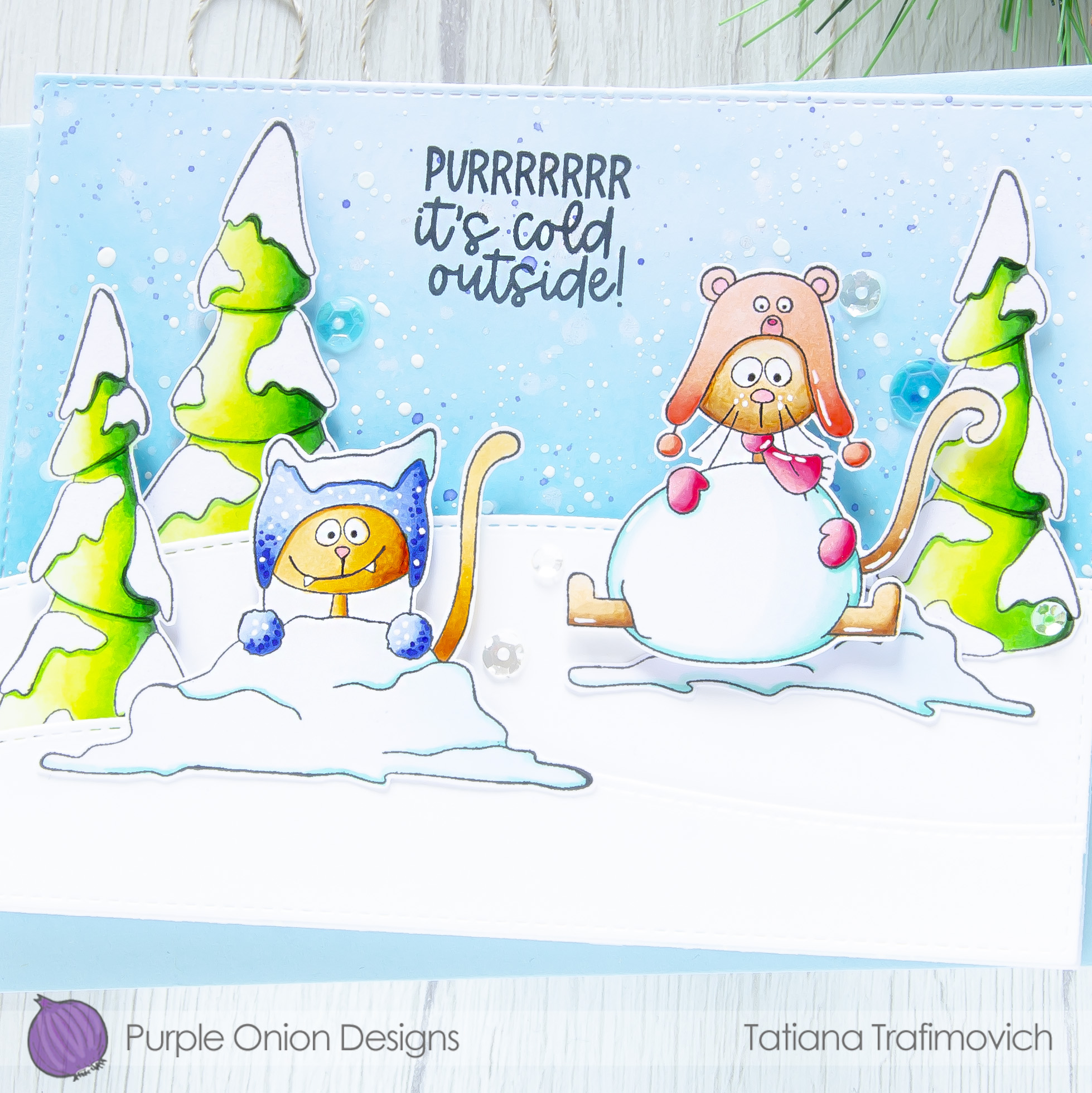 Purrrrr It's Cold Outside! #handmade card by Tatiana Trafimovich #tatianacraftandart - stamps by Purple Onion Designs