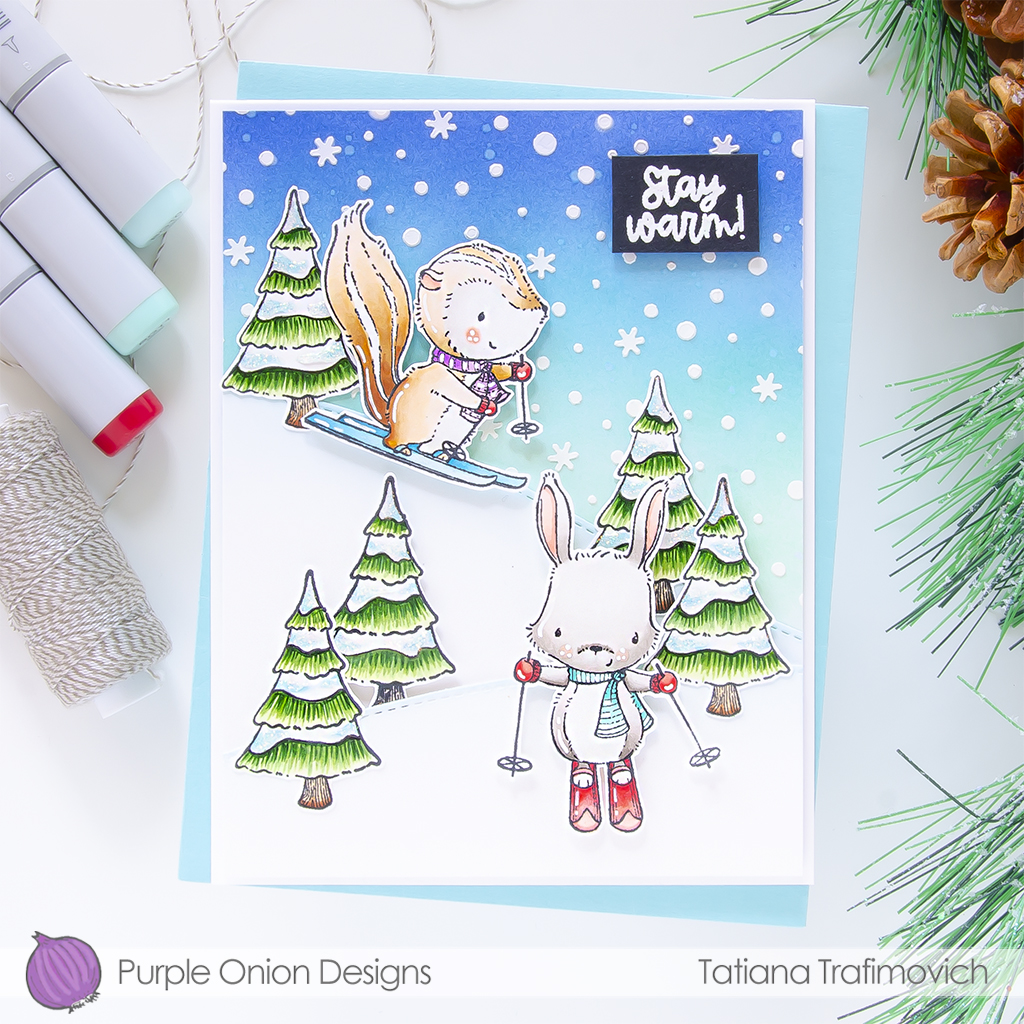 Stay Warm #handmade holiday card by Tatiana Trafimovich #tatianacraftandart #tatianagraphicdesign  - stamps by Purple Onion Designs #purpleoniondesigns