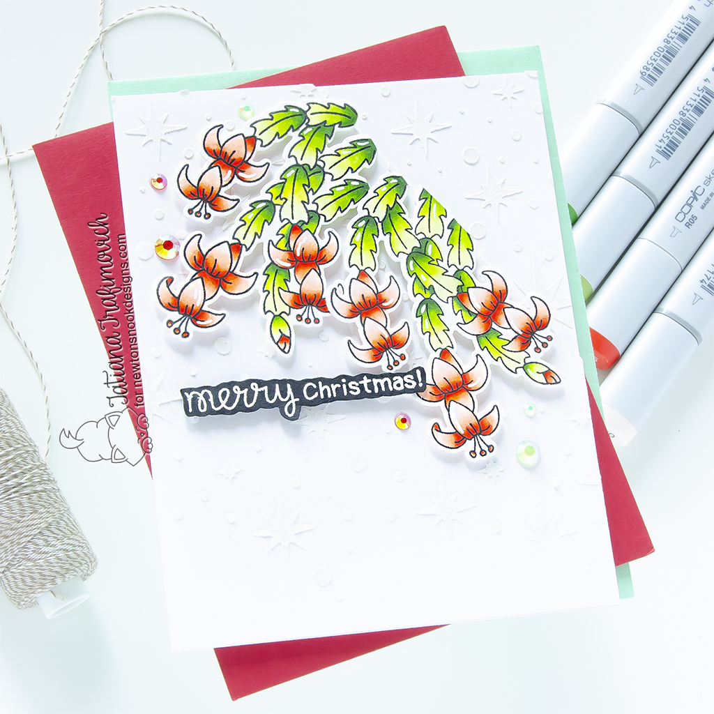 Merry Christmas #handmade holiday card by Tatiana Trafimovich #tatianagraphicdesign #tatianacraftandart - Christmas Cactus Stamp Set by Newton's Nook Designs #newtonsnook