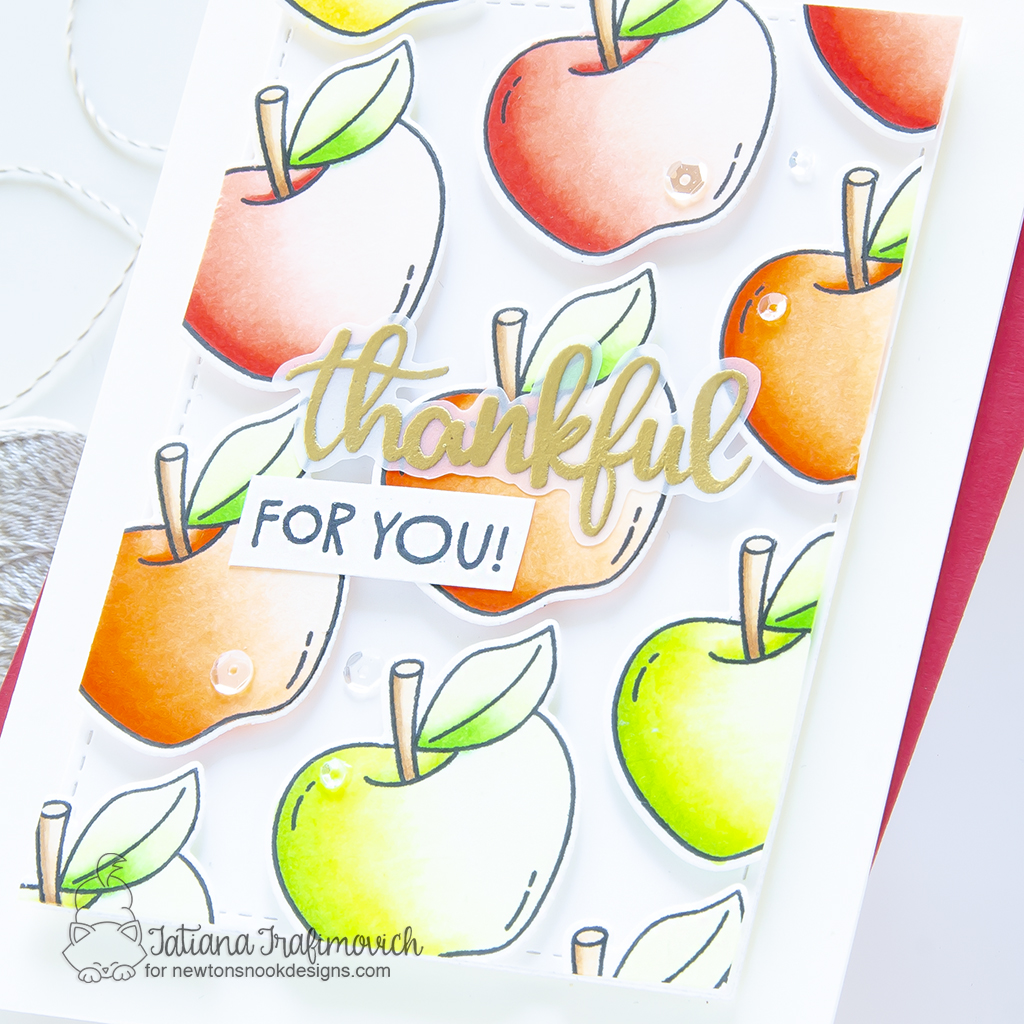 Thankful for You handmade card by Tatiana Trafimovich #tatianagraphicdesign #tatianacraftandart - Autumn Apples Stamp Set by Newton's Nook Designs #newtonsnook